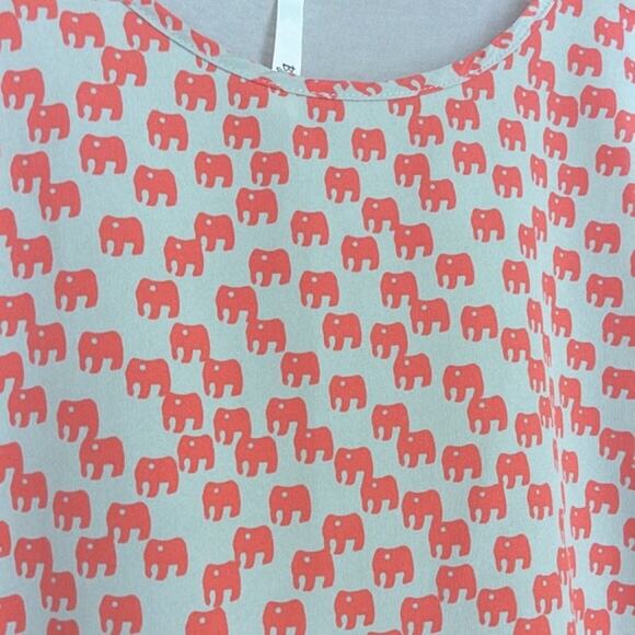BJewel Elephant Print Sleeveless Top Orange Tan - Picture 3 of 4